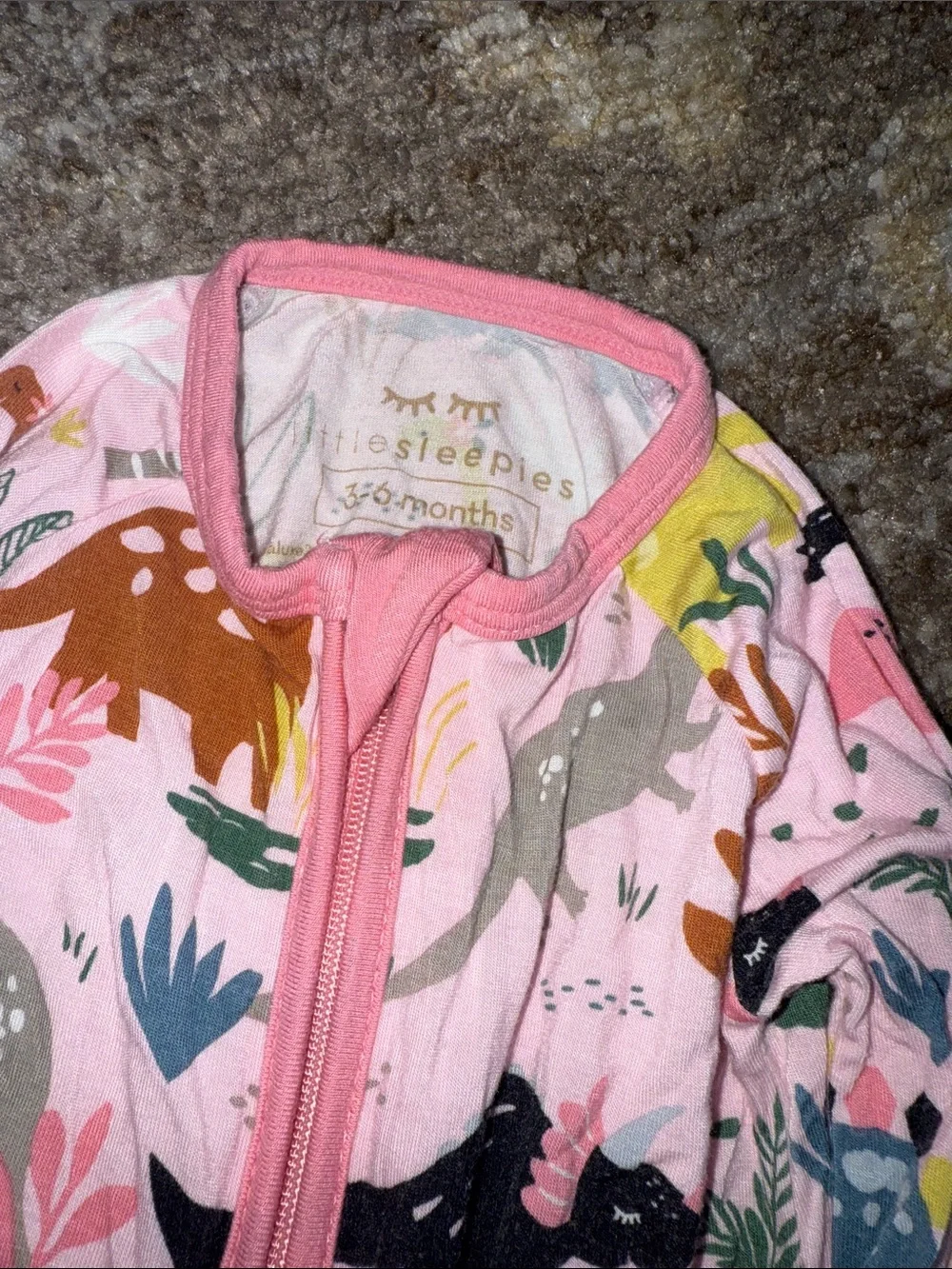 Little sleepies pink dinosaur bamboo